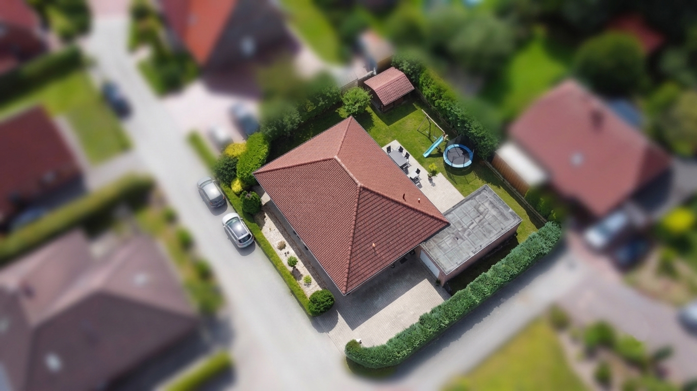 Luftaufnahme einer Wohnsiedlung im Nordwesten Deutschlands